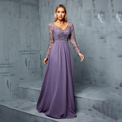 Dress Chiffon Long Sleeve Casual Party Formal Simple Thin Party Dinner Daily