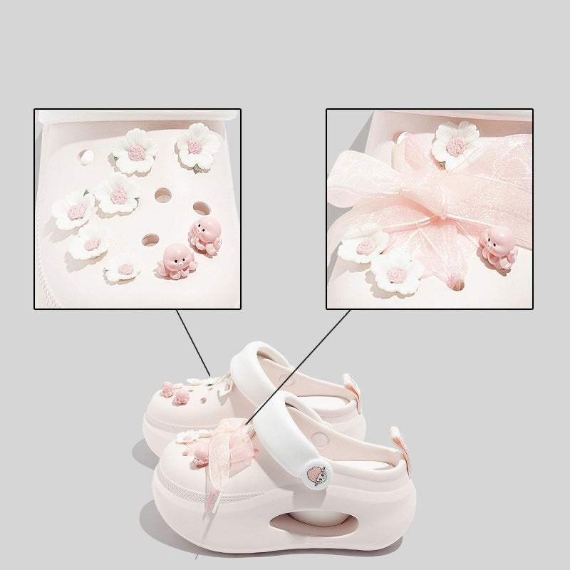 Women's Fashionable Pink Clogs With Playful Appliqués