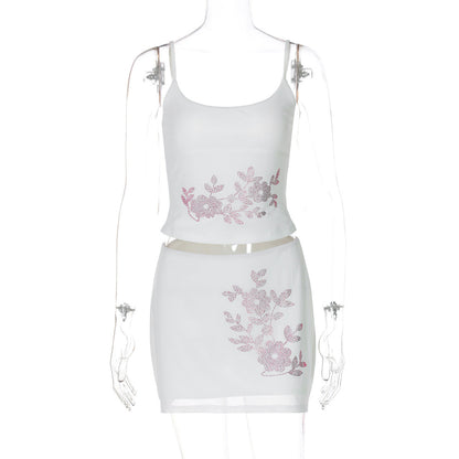 Sianna Halter Rhinestone Skirt Set