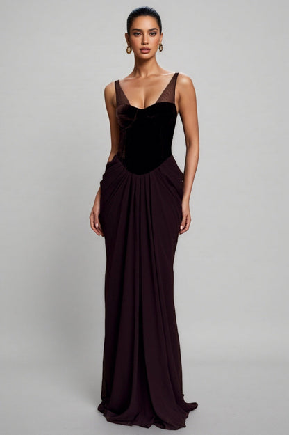 Sarioa Red Halter Pleated Maxi Dress