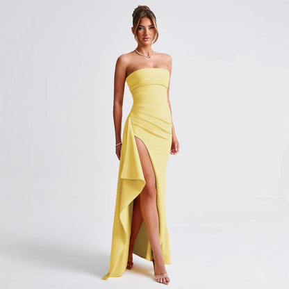 Dress Side Slit Irregular Asymmetric Hip Wrapped Dress