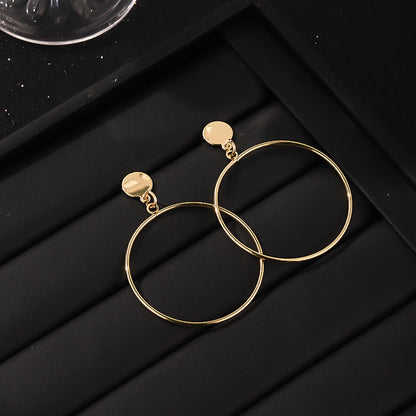 Bold Geometric Gold Alloy Hoop Earrings