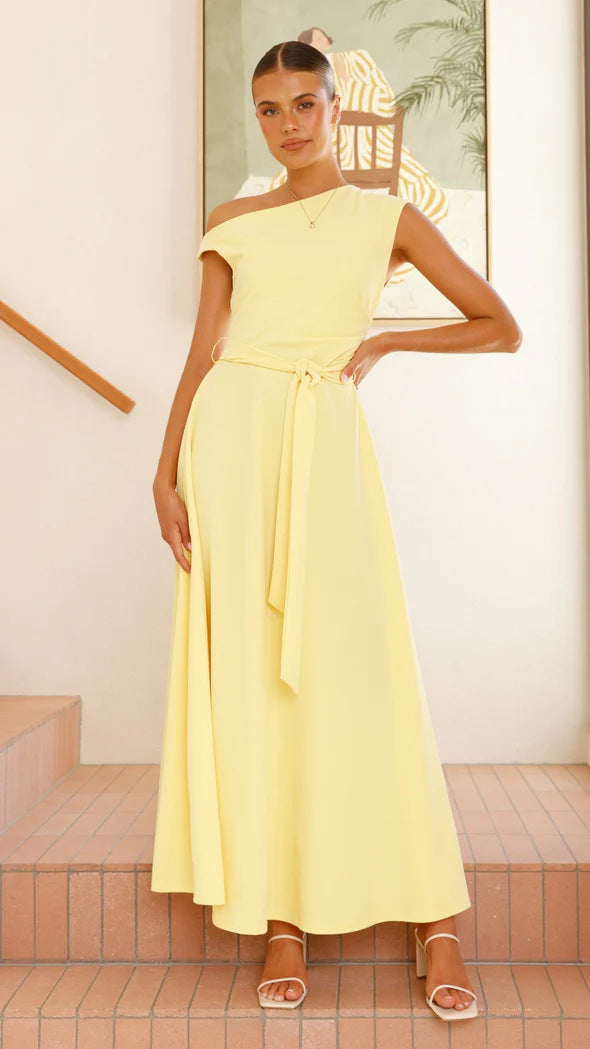 Office Solid Color Lacing Dress