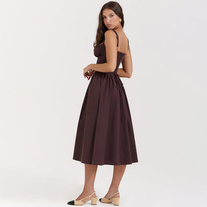 Dress Sling Midi Dress Vacation Slim Fit Backless