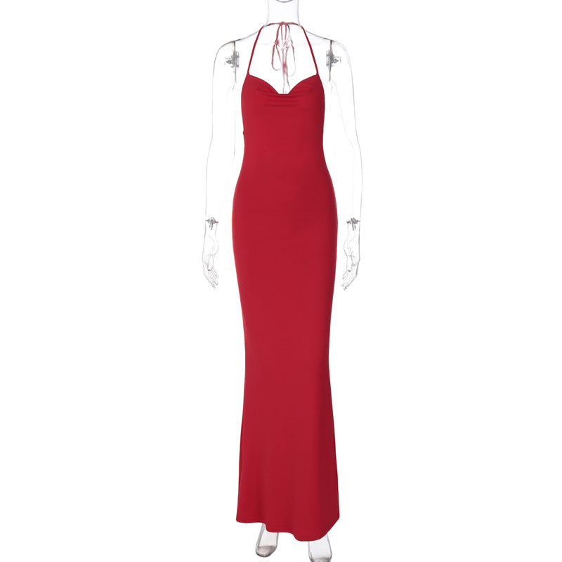 Halter Open Back Side Cutout Bodycon Maxi Dress