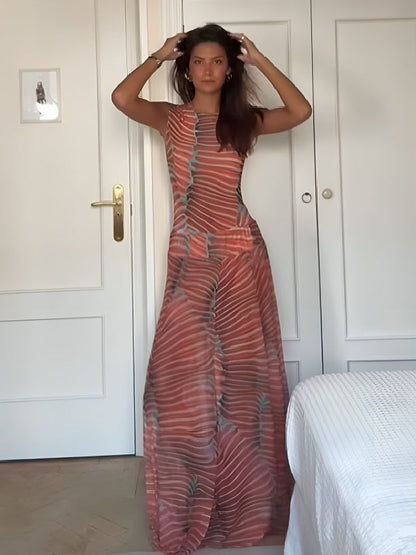 The Serena — Mesh Bodysuit & Maxi Skirt Set