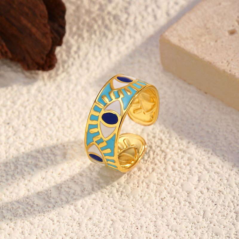 Vintage Gold Plated Lapis Lazuli Stainless Steel Ring