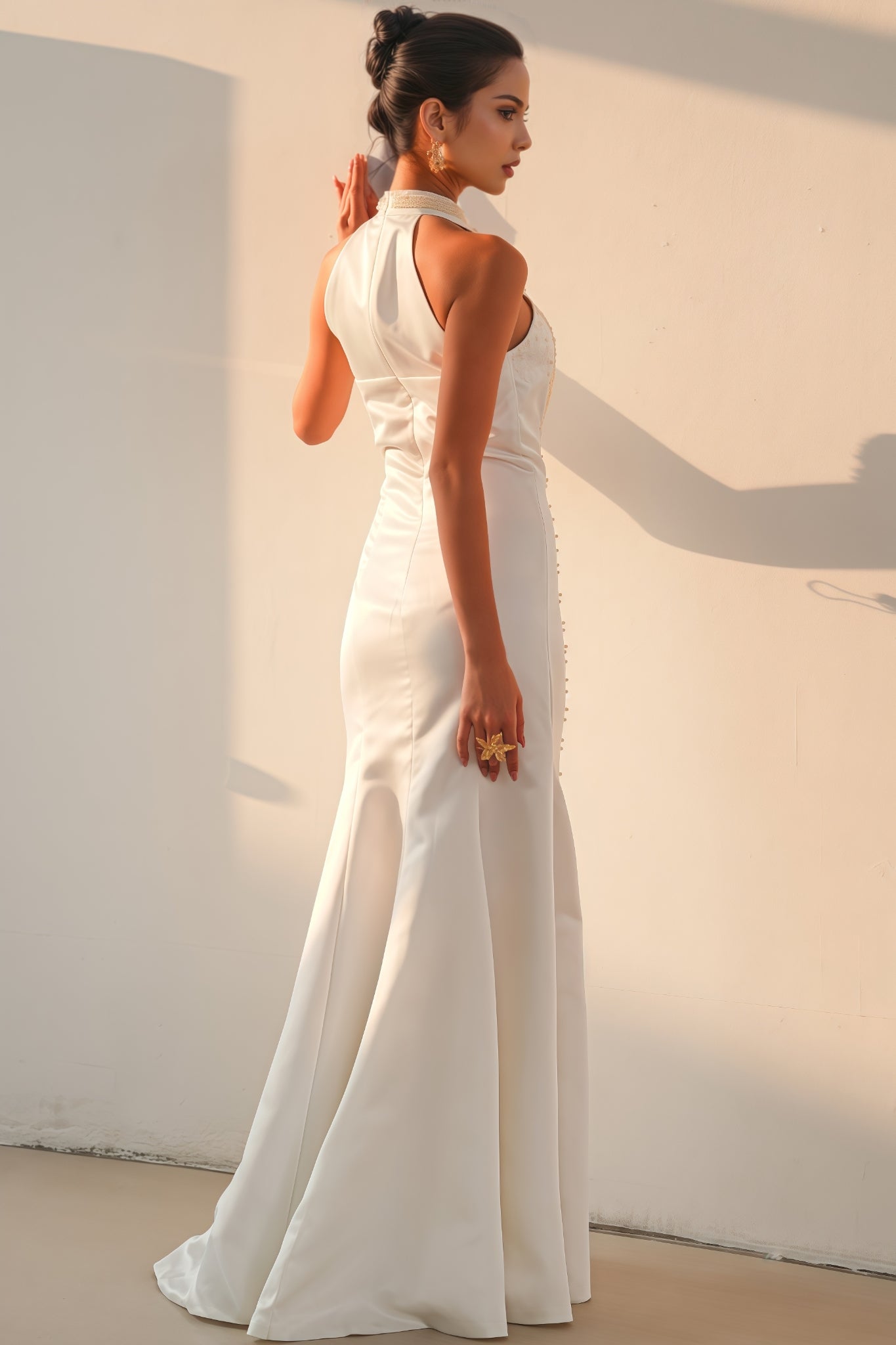 Binlk Beaded Round Neck Sleeveless Maxi Dress