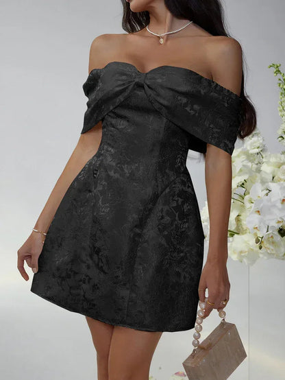 White Off Shoulder Bow Mini Dress