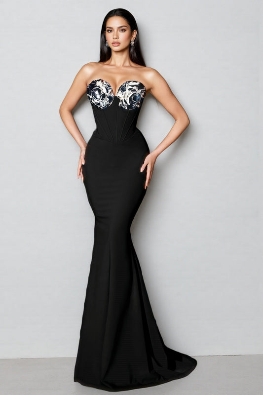 Nico Sheath Fishtail Floral Maxi Dress