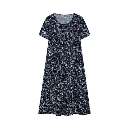 Wildflower Print Pleated Scoop Neck Pocket Midi Dress