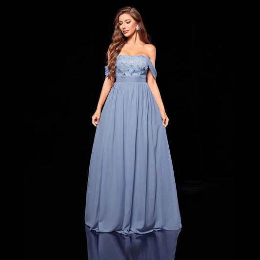 Off Shoulder Tube Top Evening Dress Annual Meeting Host Birthday Party Evening Dress for