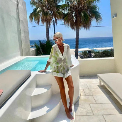 Beachfront boho chiffon v neck romper