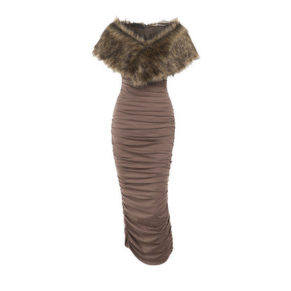 Mocha 2 piece Maxi Dress - Brown