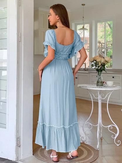Ruched Contrast Trim Maxi Dress Midi