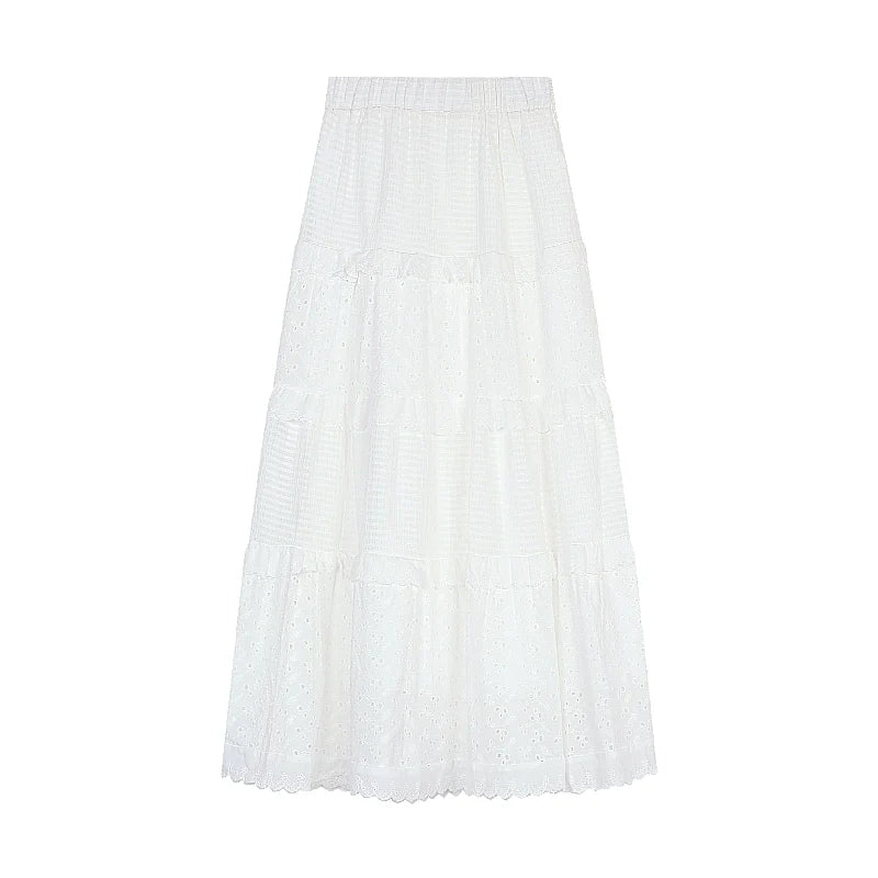 Aaralyn Tiered Lace Midi Skirt