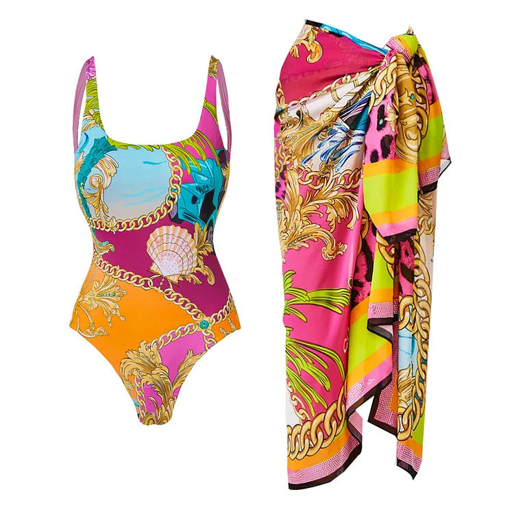 Solar Flare Swimsuit Set - Orange