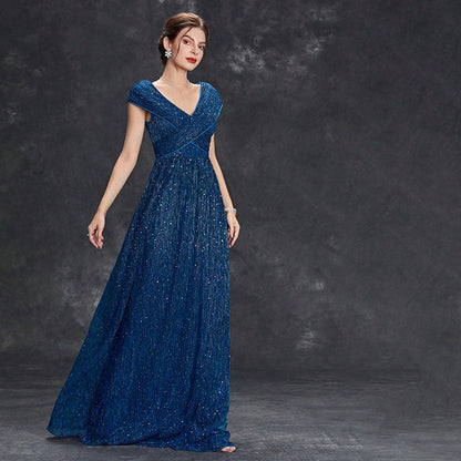 Evening Dress Deep V Plunge neck Bridesmaid Dress Sleeveless Maxi Evening Gown Prom Dress Summer