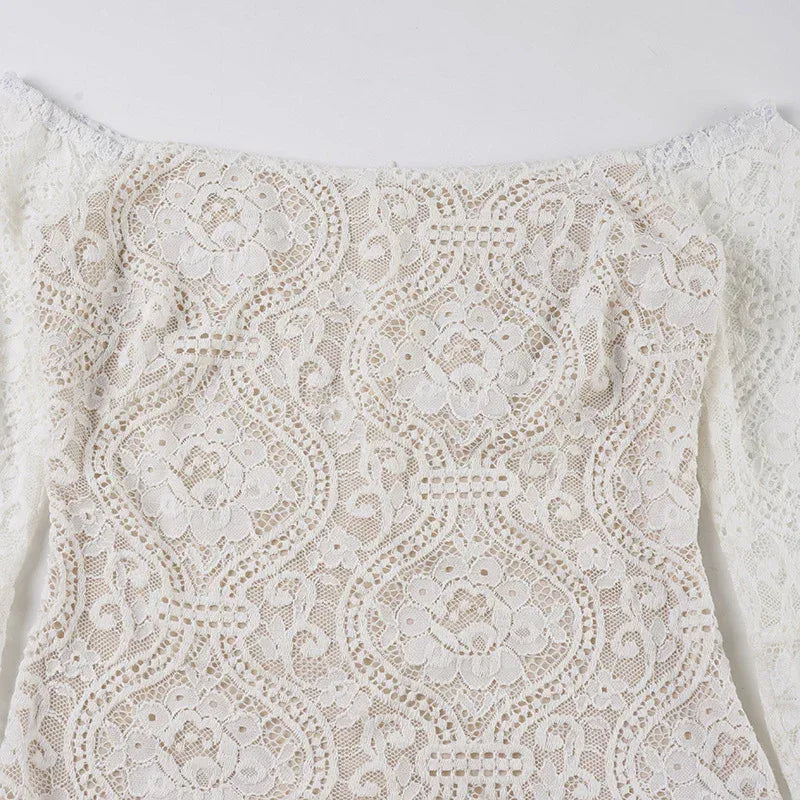 Boho off shoulder lace western mini dress