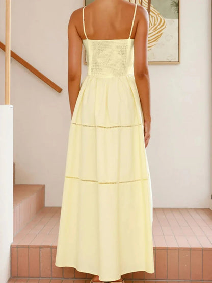 Coral Smocked Bodice Maxi Sun Dress