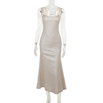 Design Shiny Camisole Socialite Slim Hip Dress