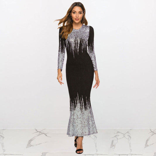 Printed Slim Fit Long Sleeve Dress  Dress