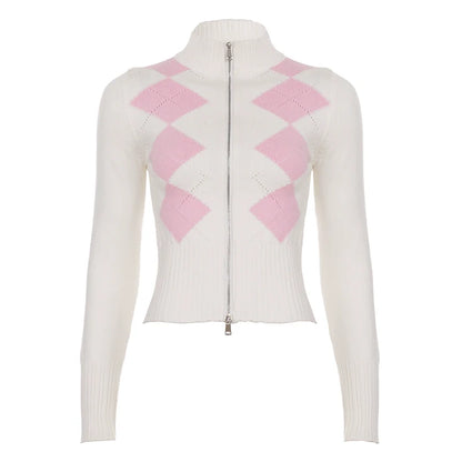 Jenesis Plaid Knit Cardigan