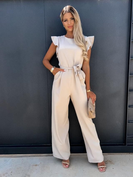 | Ruffle Sleeve Belted Jumpsuit