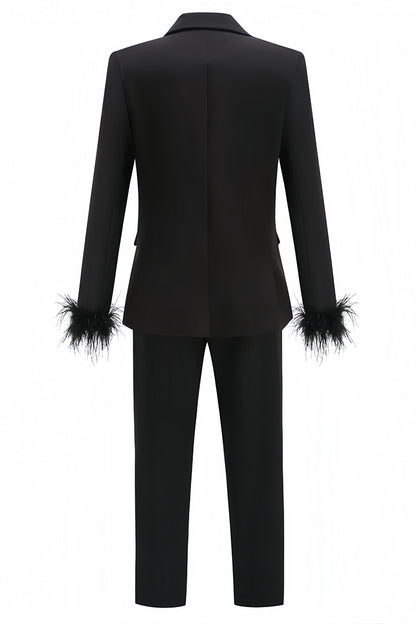 Rupok Feather Suit Trousers Two-Piece Set