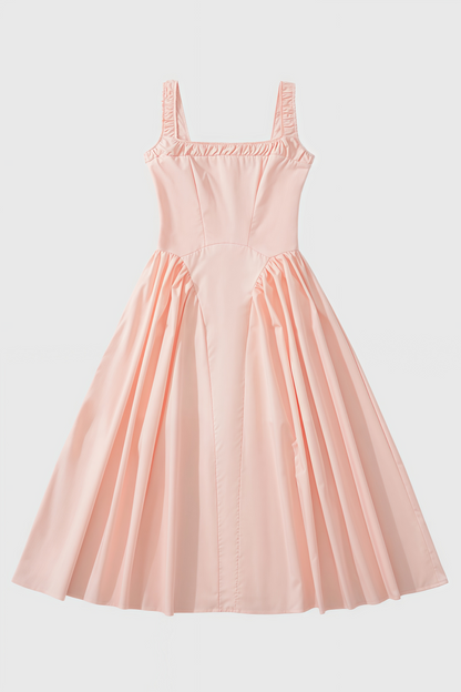 Lyrice Rose Pink Stretch Cotton Midi Dress