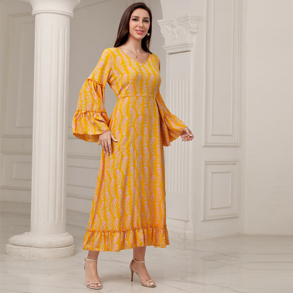Plus Size  Elegant Casual Bell Sleeve Dress