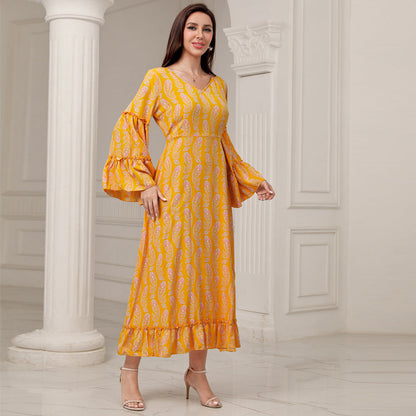 Plus Size  Elegant Casual Bell Sleeve Dress