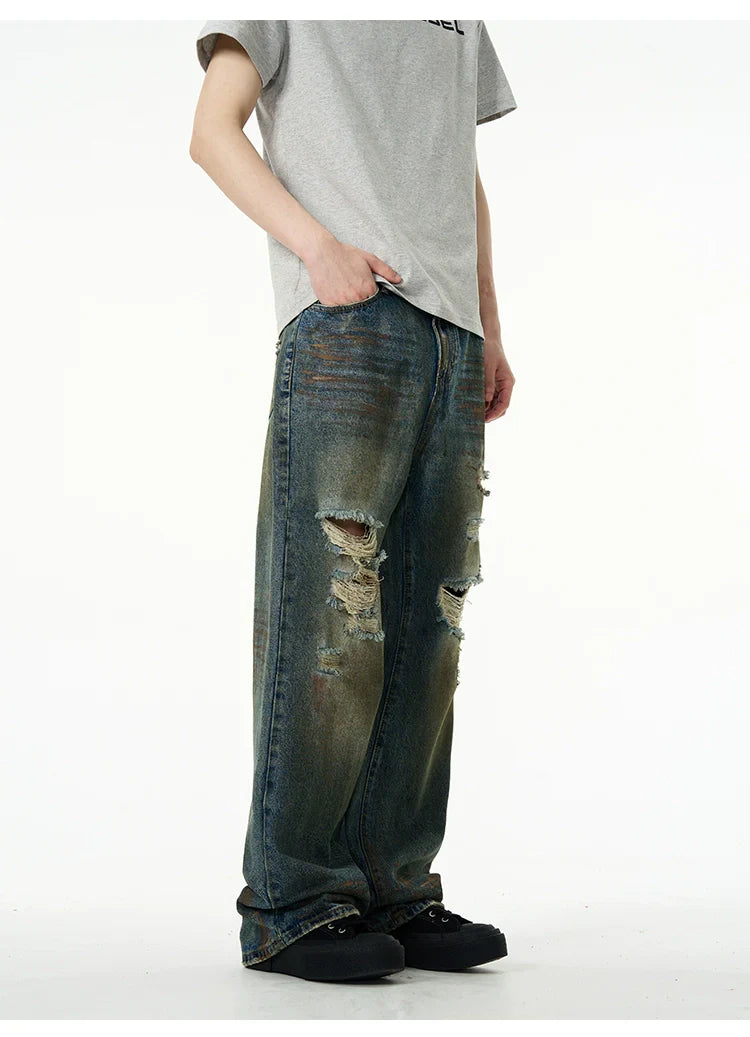 Distressed Baggy Ripped Denim Jeans