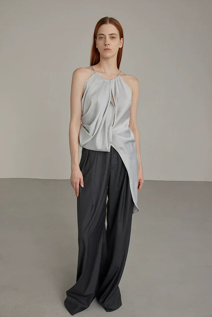Black Wide-Leg High-Waist Trousers