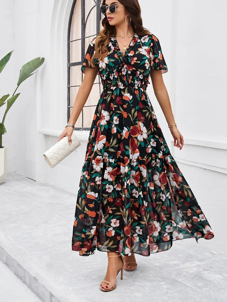 Women’s Long Summer Dress with Short Sleeves