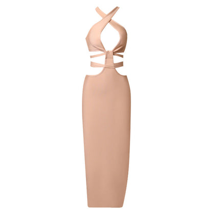 Dress Hollow Out Cutout Design Halter Dress Bandage Hip