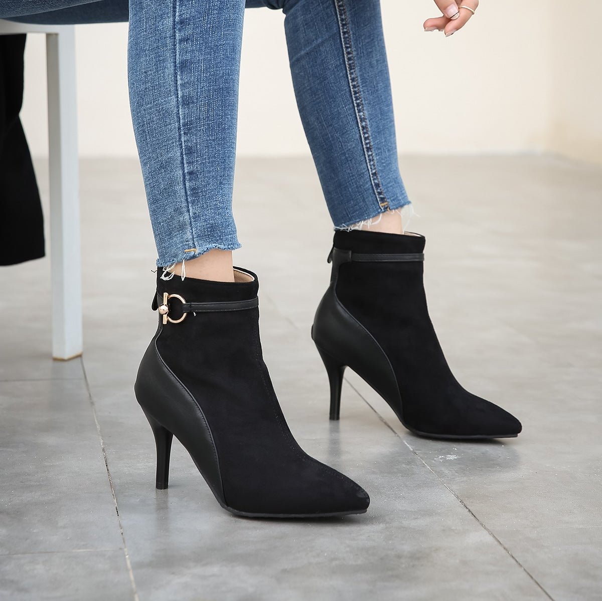 | Suede Pointy Toe Heels