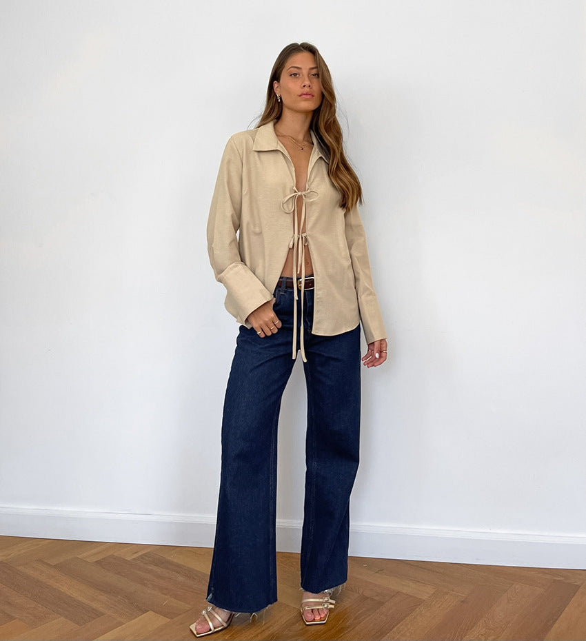 Siren Tie-Up Top - Khaki