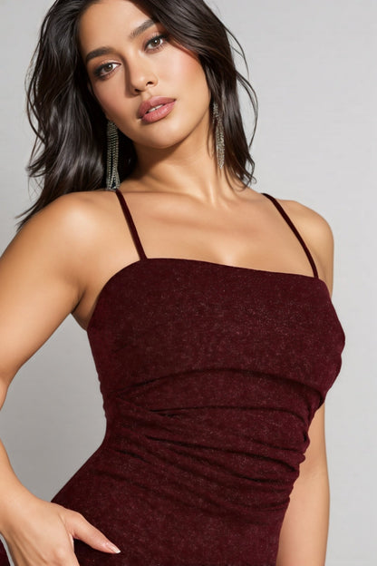 Ionea Red Strappy Ruched Wrap Maxi Dress