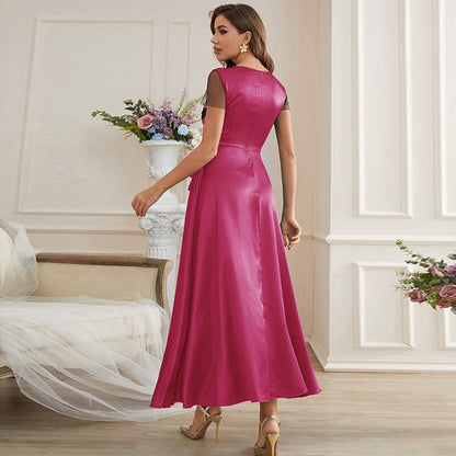 Lace Lined Sling High Waist Embroidery Large Swing Dress