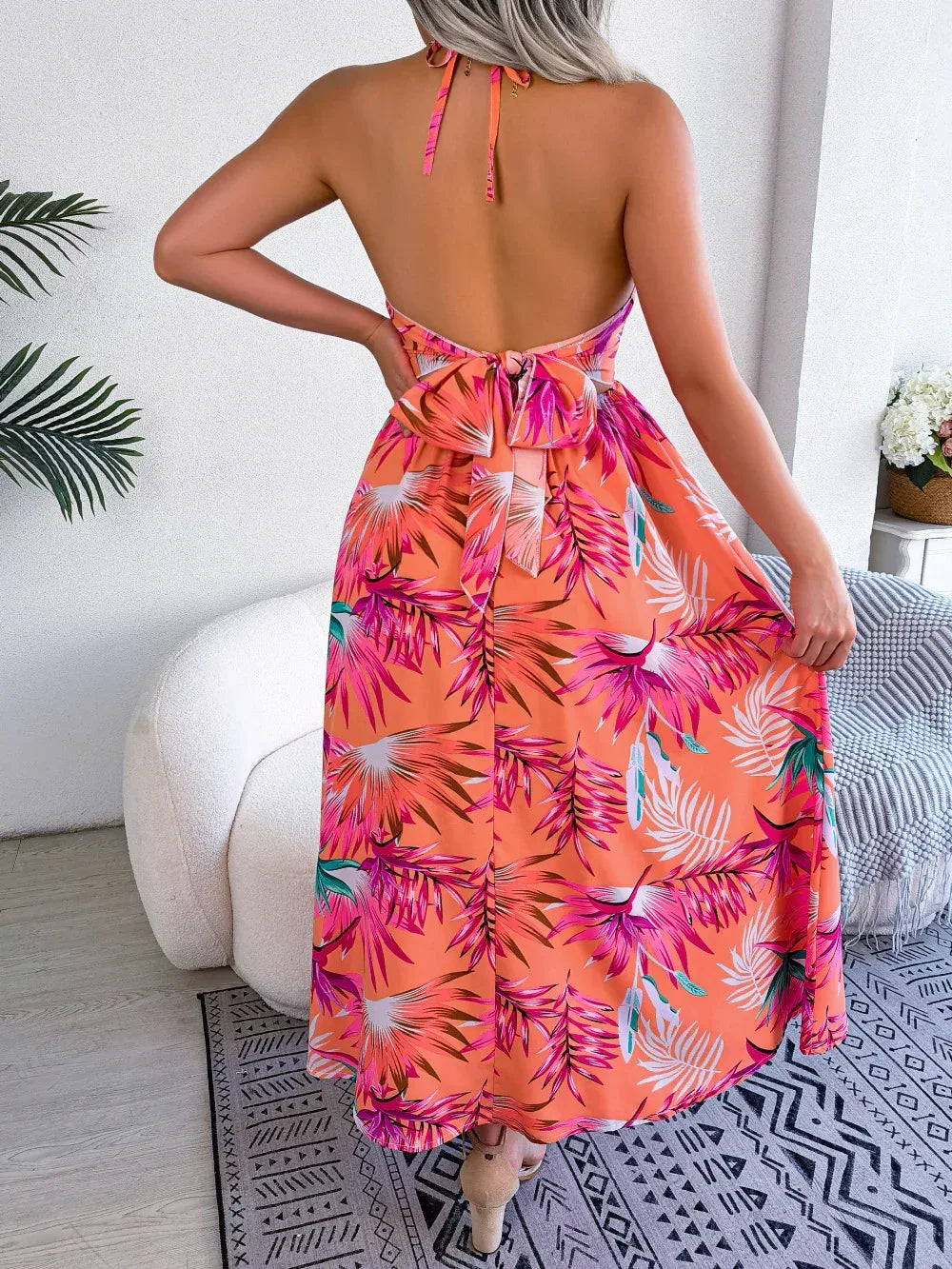 Off Shoulder Dress With Slit Hem