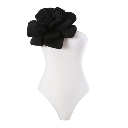 One Piece Swimsuit Skinny Slimming Big Floral Swimsuit Outfit Chiffon Dress
