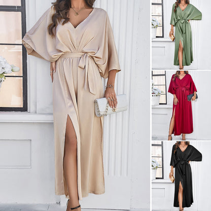Elegant V neck Loose Dress
