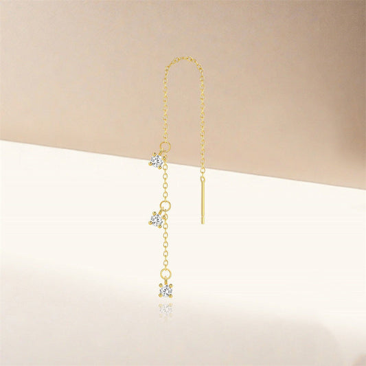 Micro Pave Diamond Fringe Chain Threader Earrings
