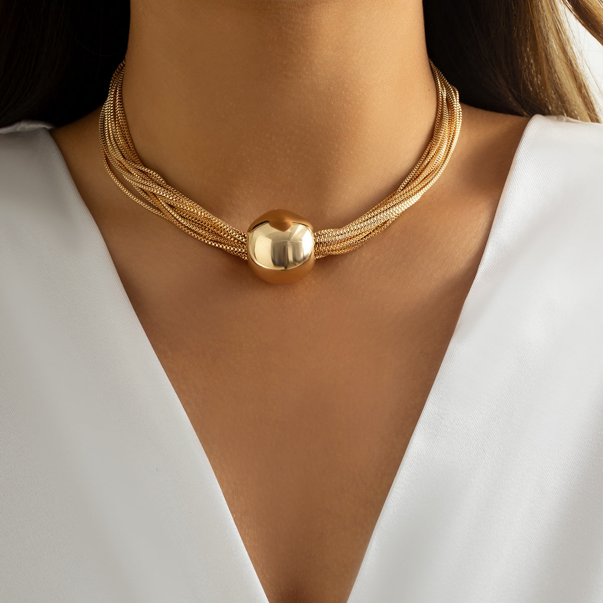 Multi Layer Chain Ball NeckLace