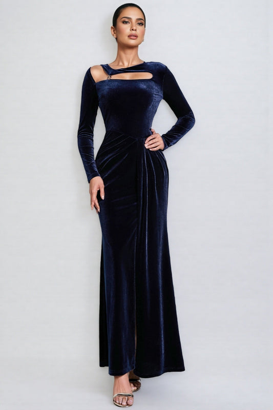 Livine Simple Cutout Split Maxi Dress