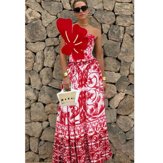 Pearl Swimsuit 2.0 - Red Printed