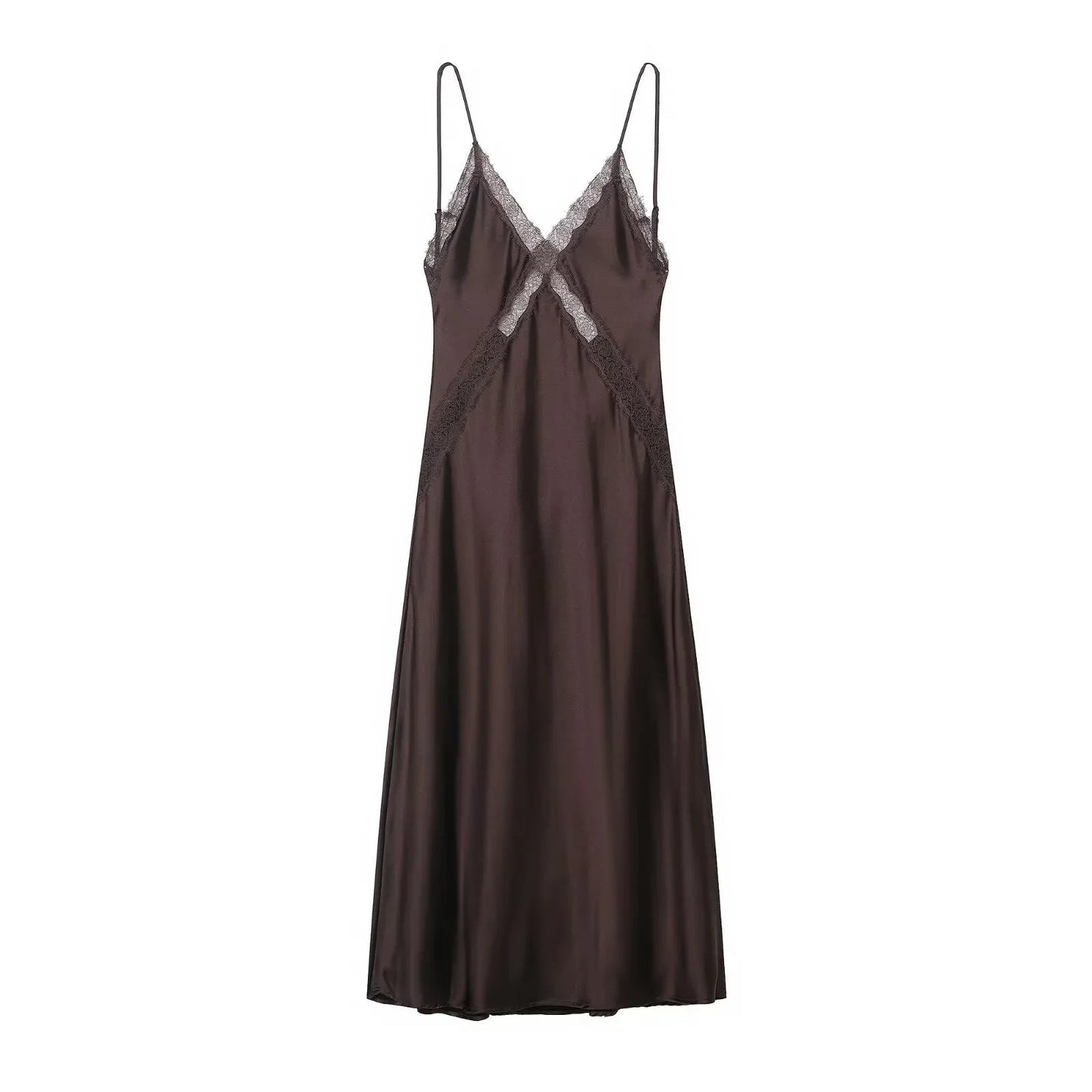 Women’s lace satin midi suspender beach dress