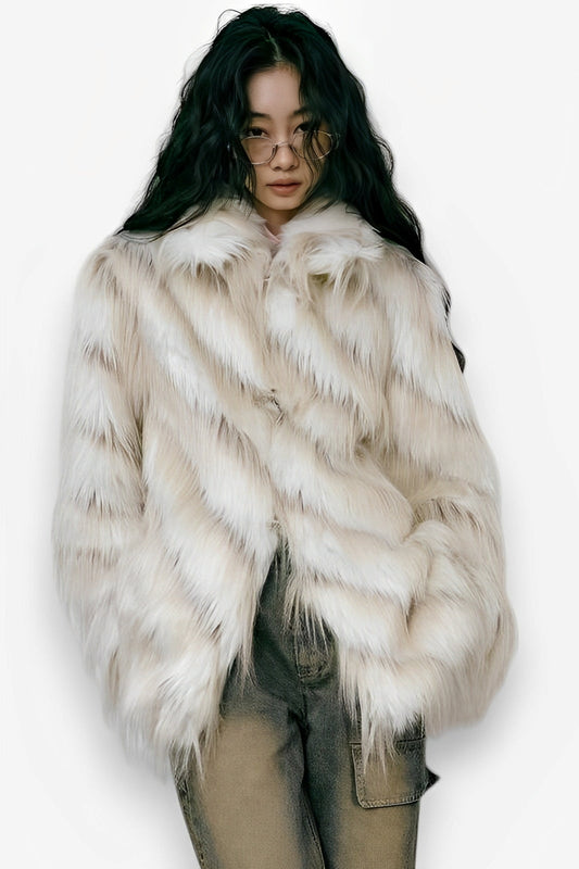 Retro imitation fox fur coat