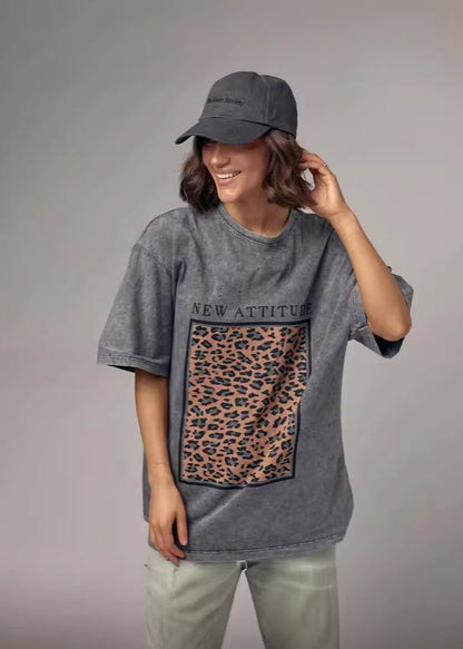 New Attitude Graphic Tee - Leopard Statement